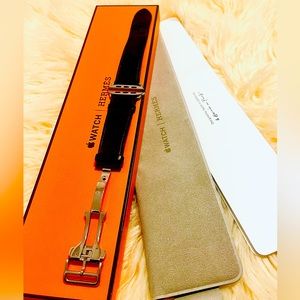 Authentic Hermes Apple Watch black leather wrist band 🔥